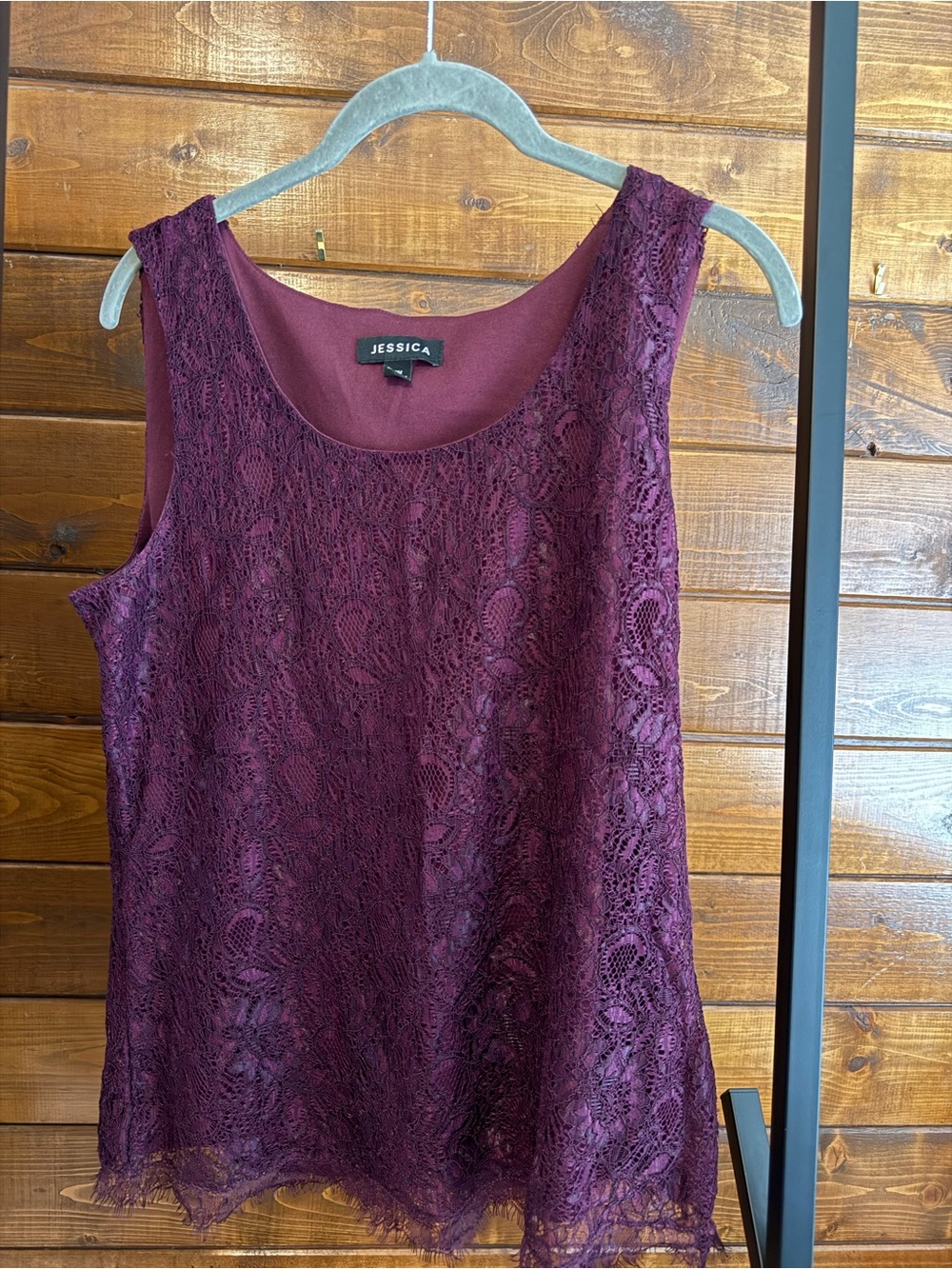 Jessica Plum Lace Overlay Sleeveless Camisole